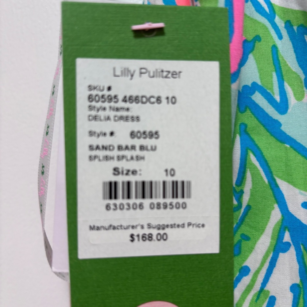 Lilly Pulitzer Delia Sleeveless Dress Sand Bar Blu Splish Splash in size 10 - Picture 3 of 3